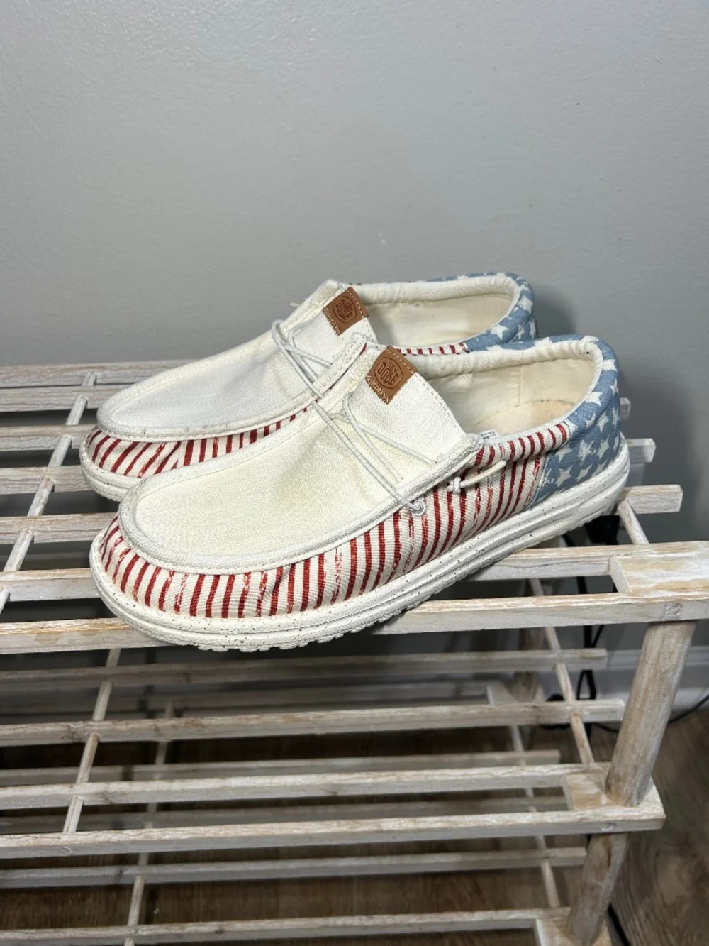 Hey Dude Wally Funk Americana Stars Shoes Mens Size 9 Casual Slip On Loafer USA